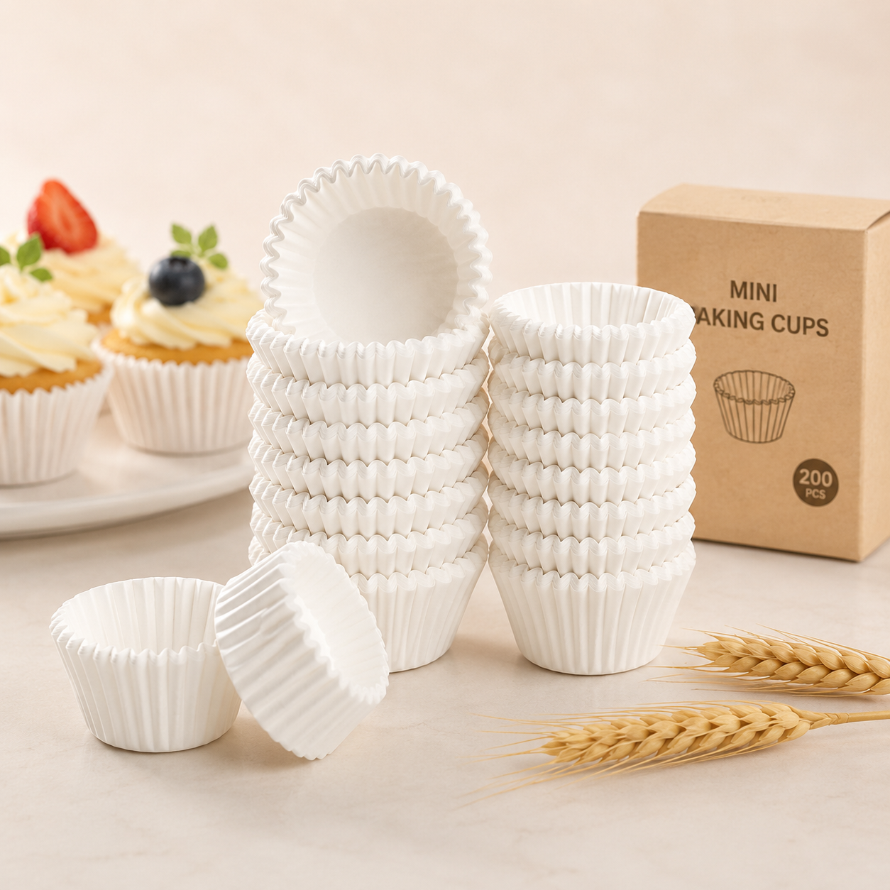 Mini White Greaseproof Baking Cups
