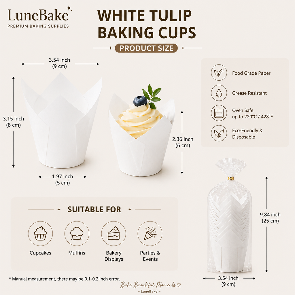 White Paper Tulip Baking Cups