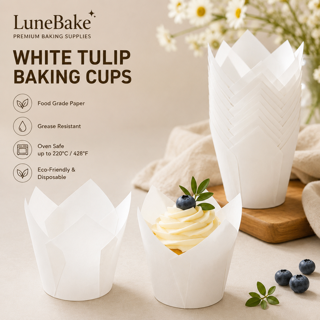 White Paper Tulip Baking Cups
