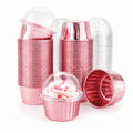 Rose Gold Metallic Paper Baking Cups with Clear Dome Lids
