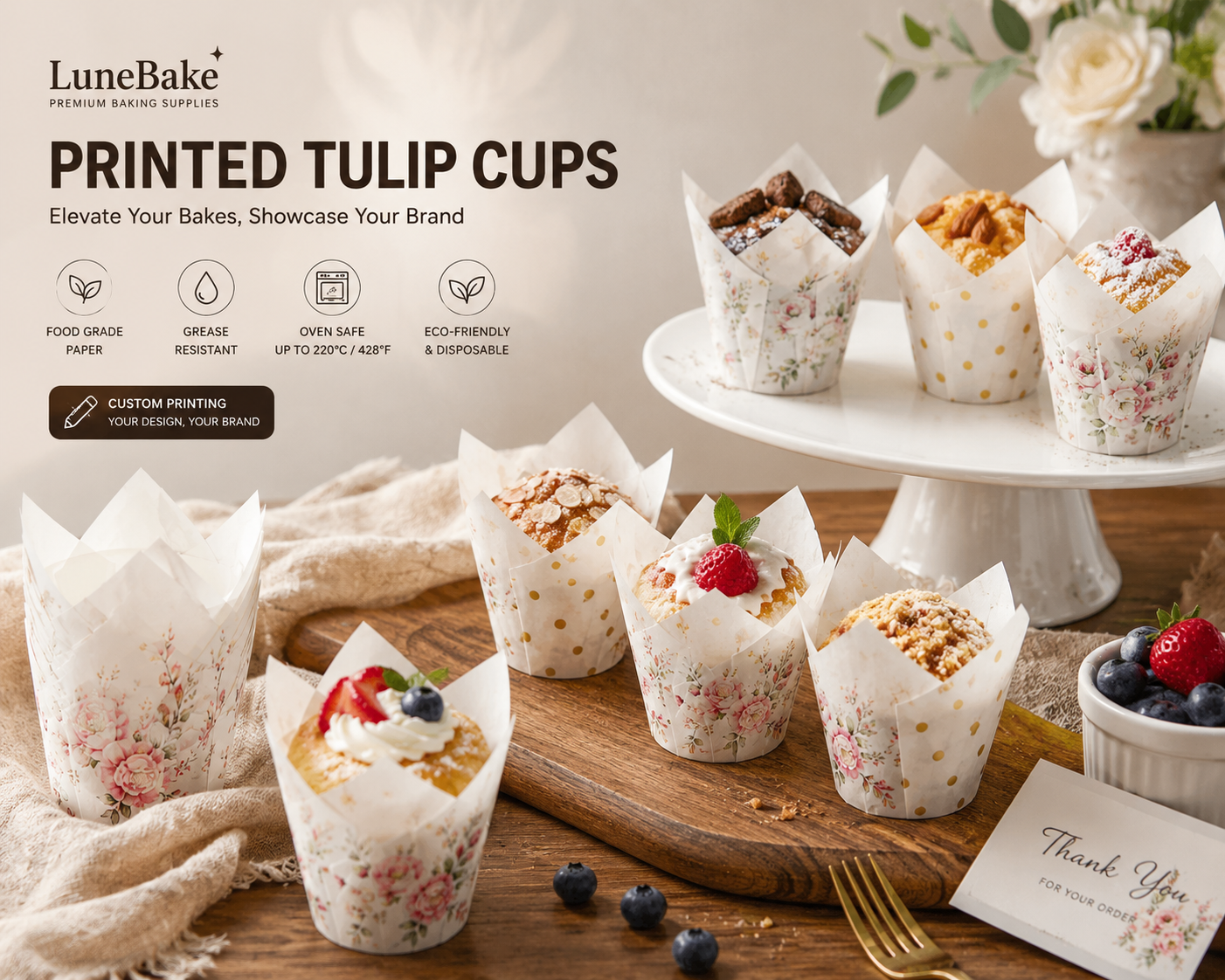 Printed Tulip Baking Cups