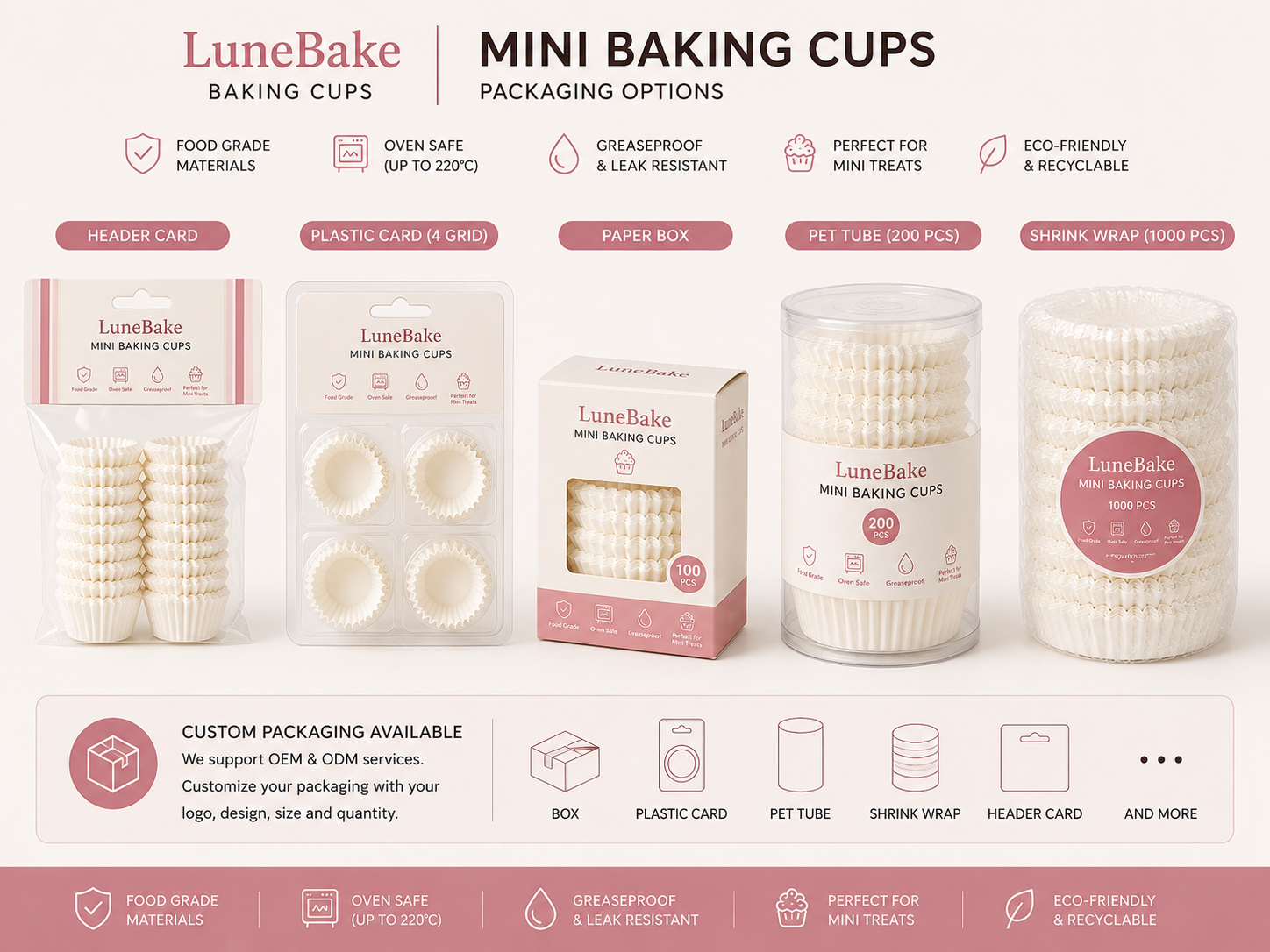 Mini White Greaseproof Baking Cups