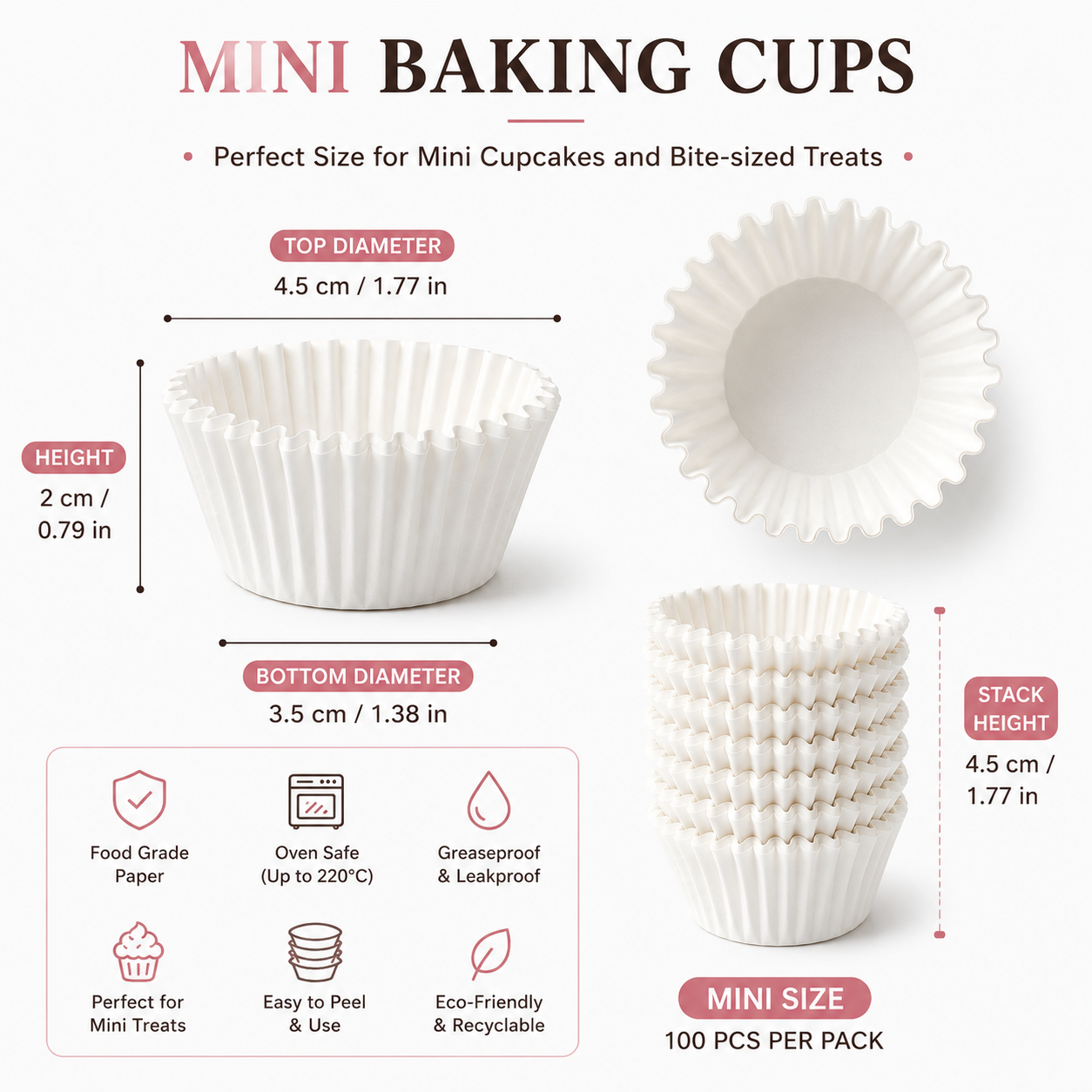 Mini White Greaseproof Baking Cups