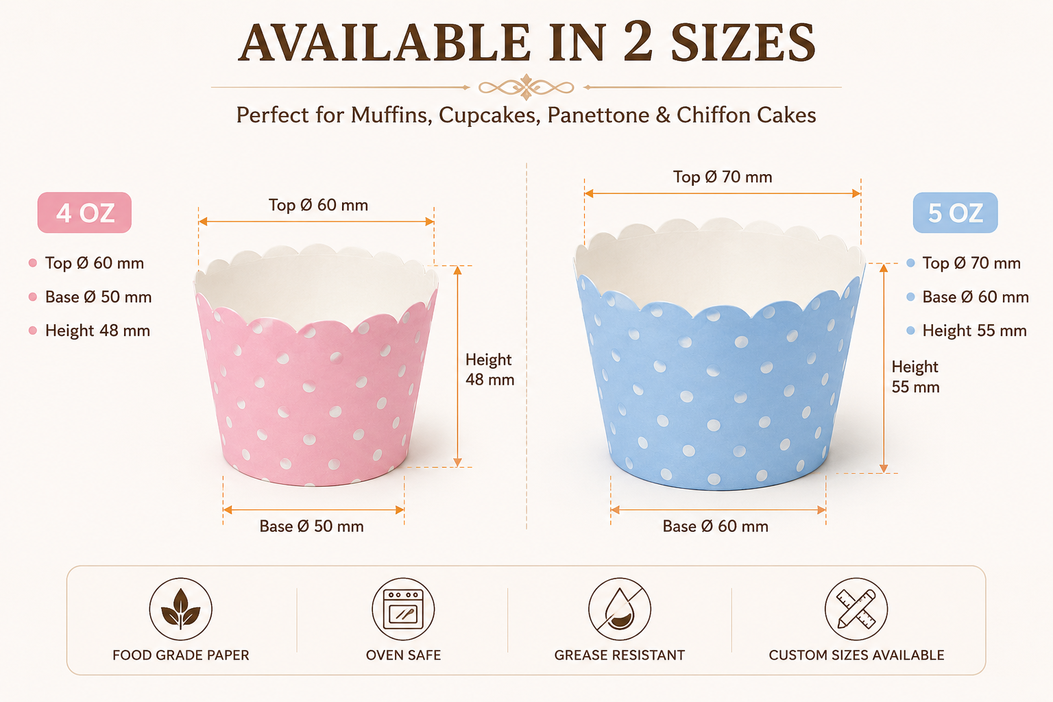Printed High Crown Baking Cups