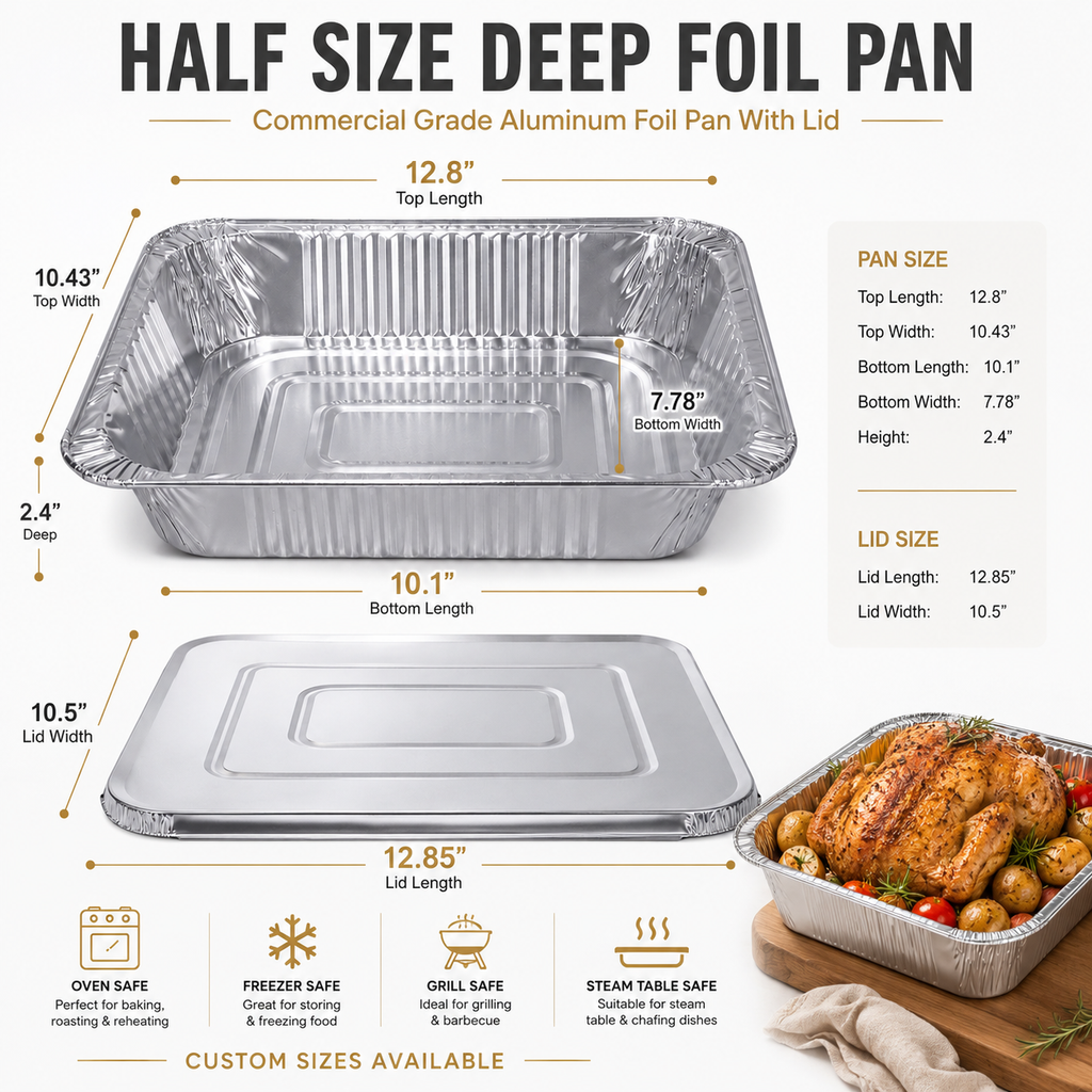Half Size Deep Foil Pan With Lid
