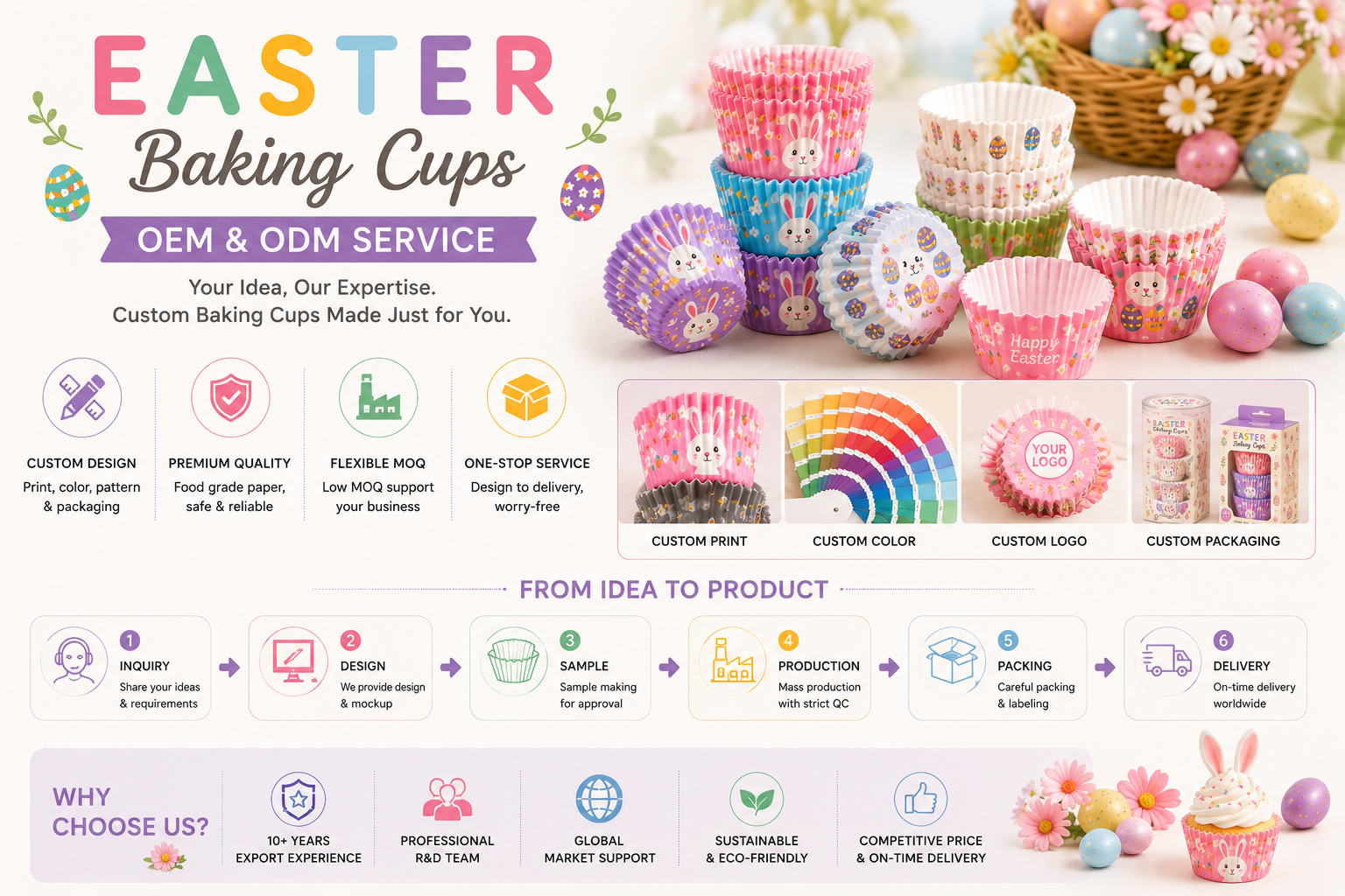 Easter Baking Cups – 6 Pastel Spring Designs