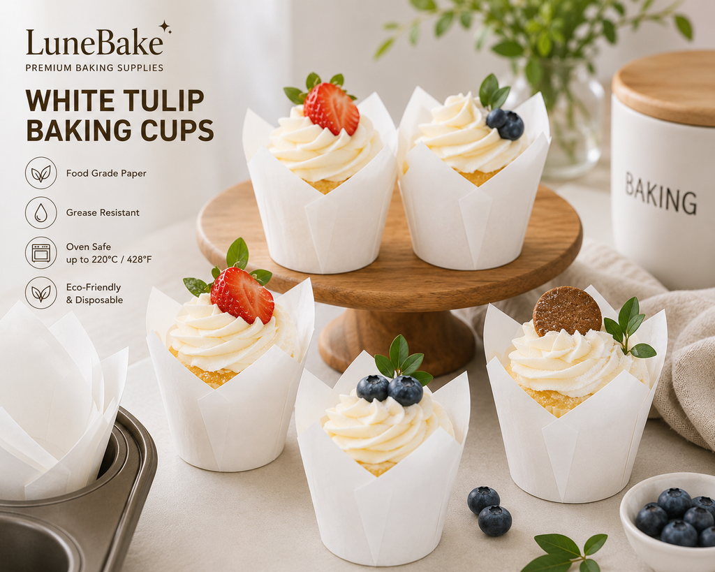 White Paper Tulip Baking Cups