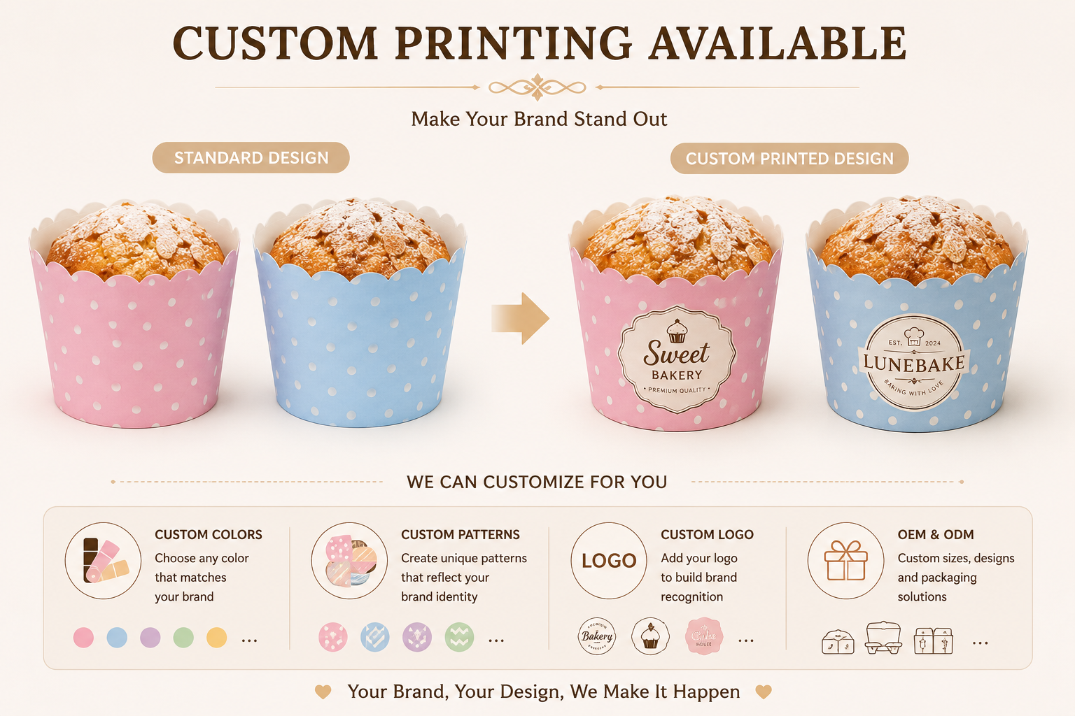 Printed High Crown Baking Cups